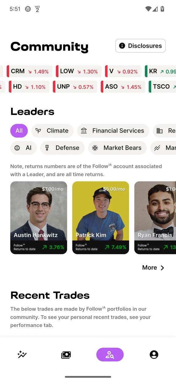 Follow Invest — application screenshot 2