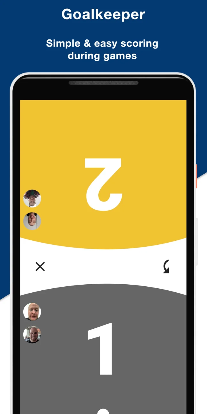 Goalkeeper live foosball scorekeeping screen